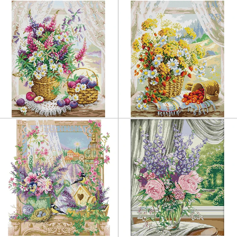 Home Textiles Discount - Window Sill Flower Basket Floral Patterns