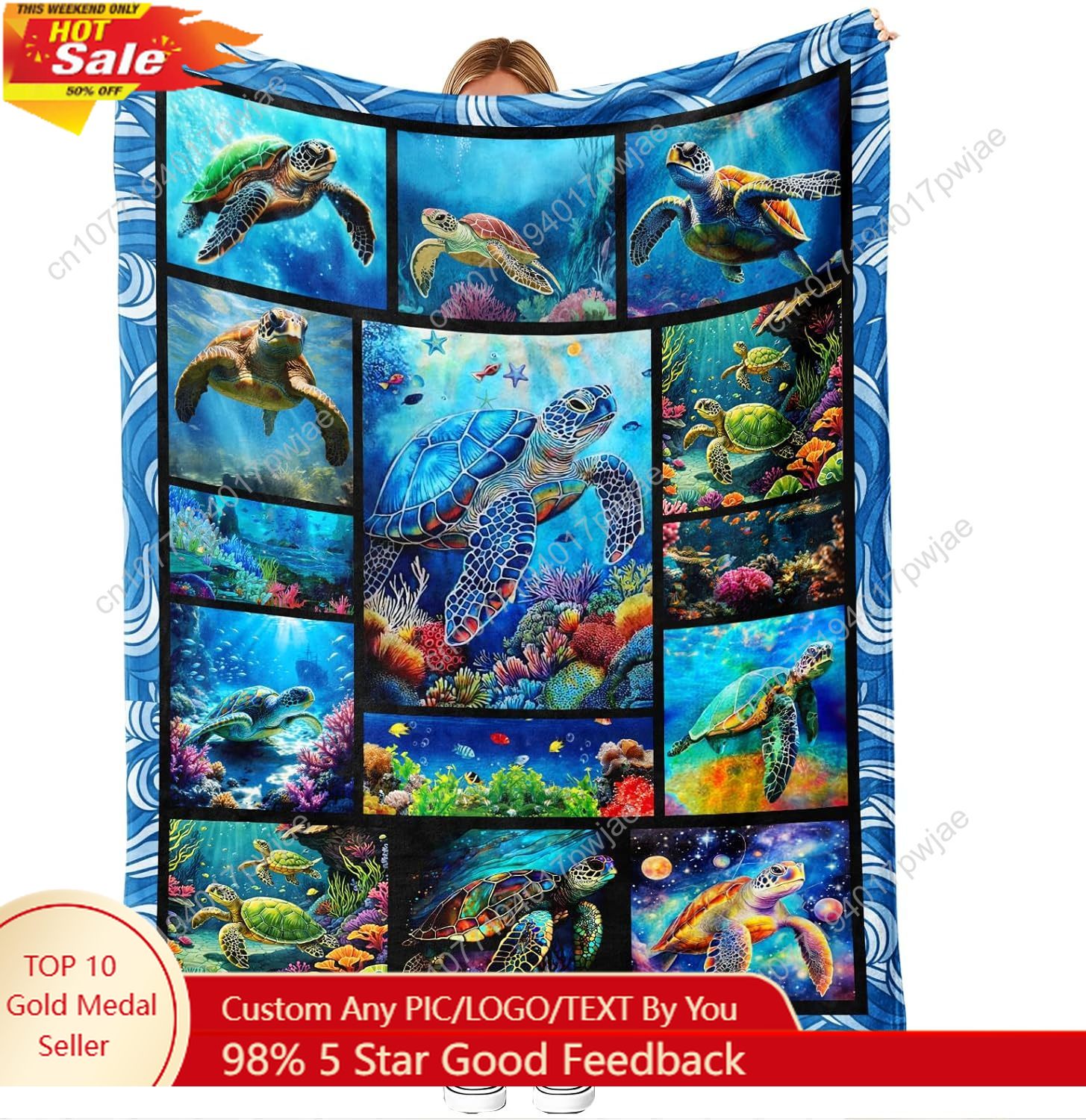 Home Textiles And Decor - Sea Turtle Flannel Throw Blanket Soft