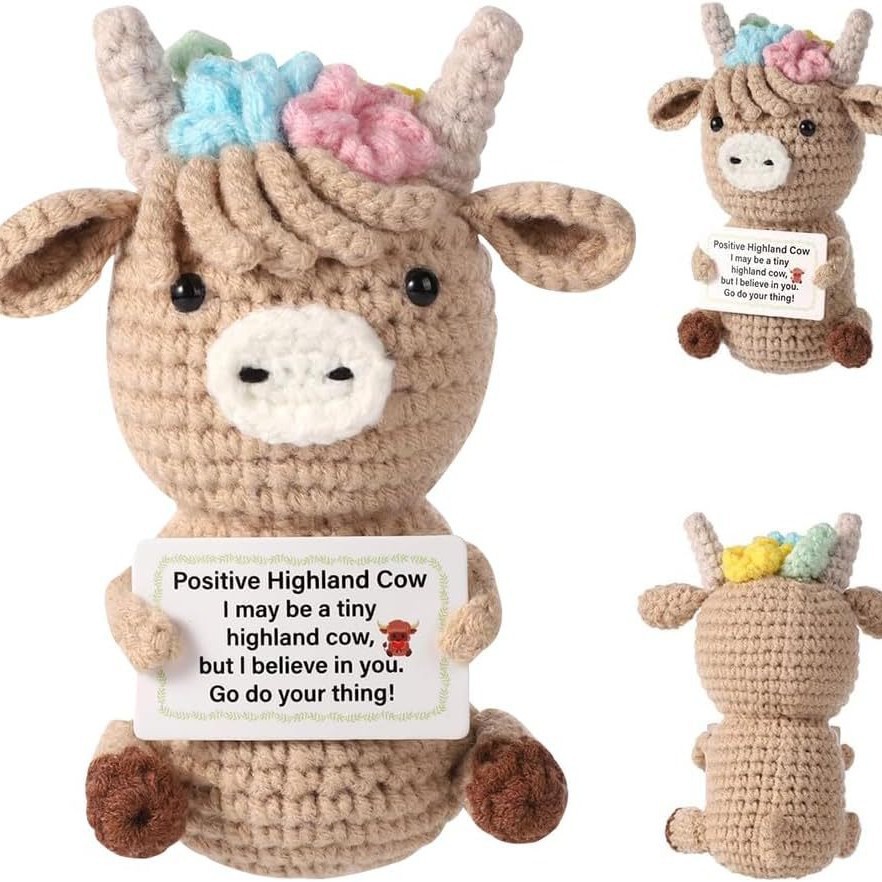 Home Textiles Today - Crochet Emotional Cow Doll Decoration Desk