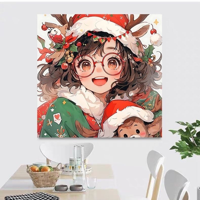 9ct 60x60cm Christmas Girl Emb - Home Textiles Discount ulasan dan harga