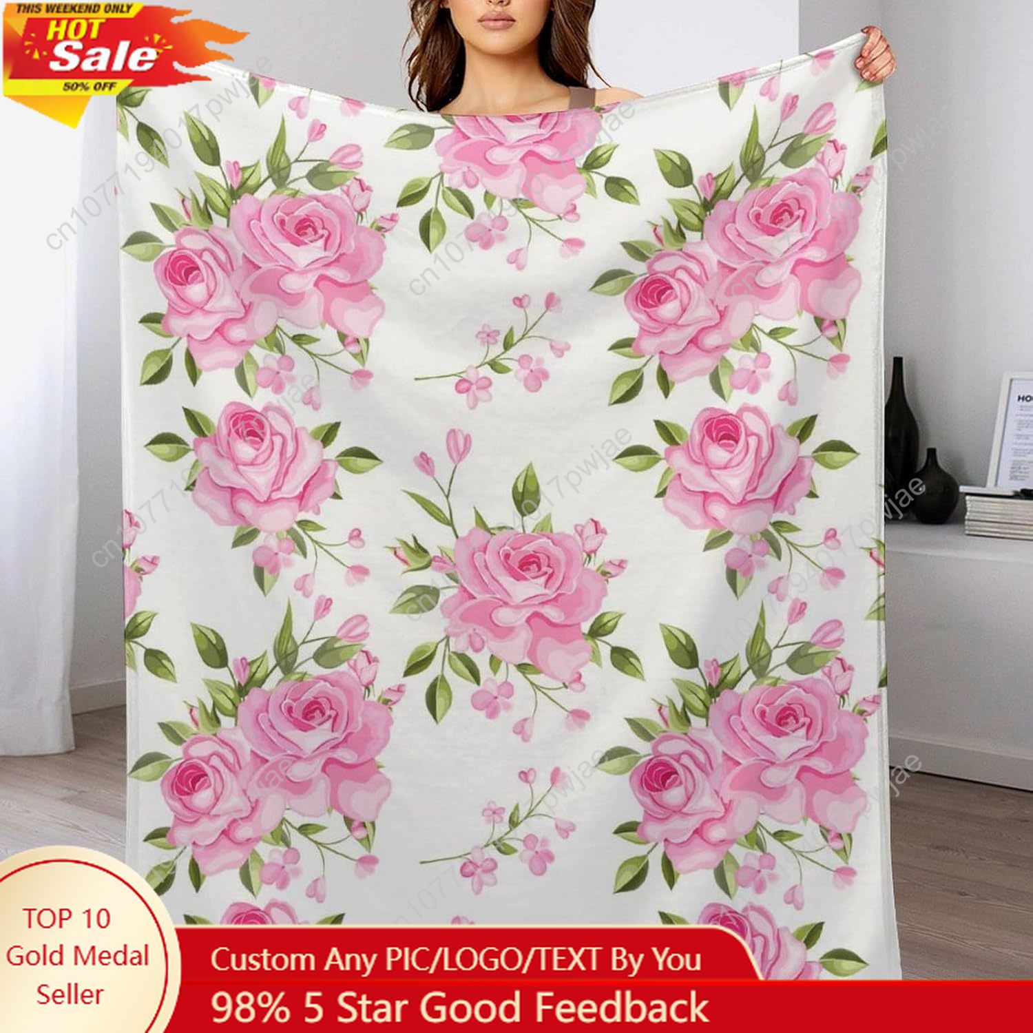 Pink Flower Throw Blanket Flor - Home Textiles And Decor ulasan dan harga