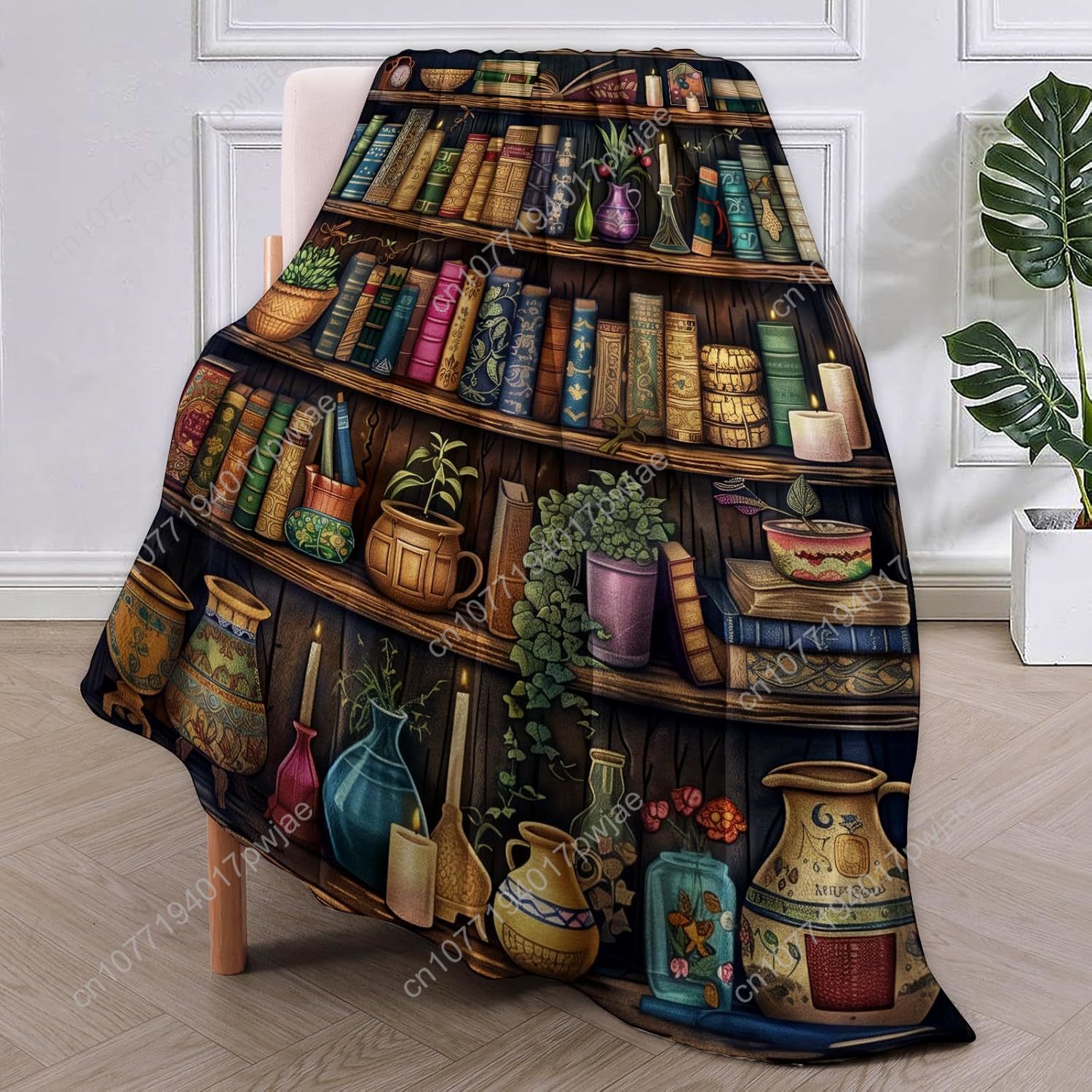 Vintage Bookshelf Blanket Read - Home Textiles And Decor ulasan dan harga