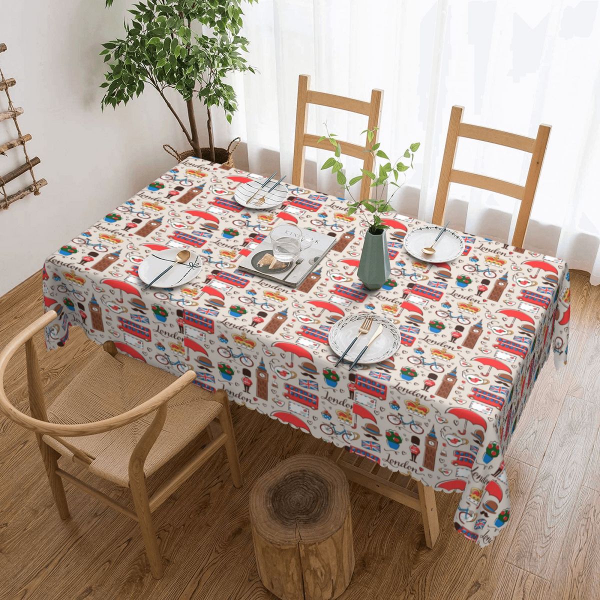 London Pattern Rectangular Tab - Home Textiles Uk ulasan dan harga