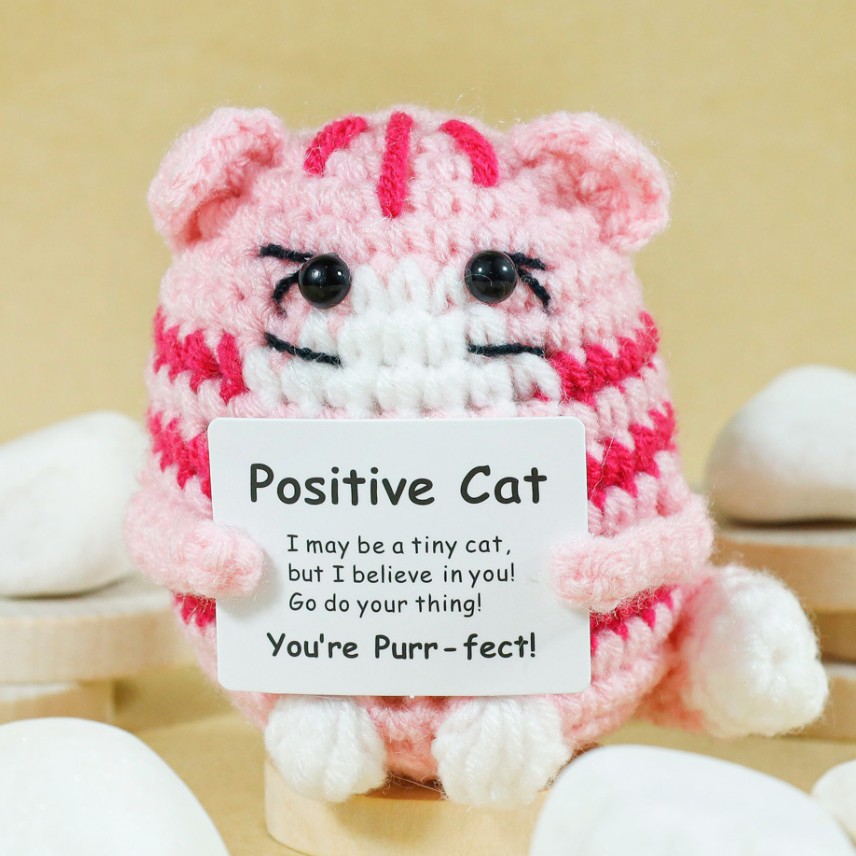 Funny Crochet Positive Cat Dol - Home Textiles Today ulasan dan harga