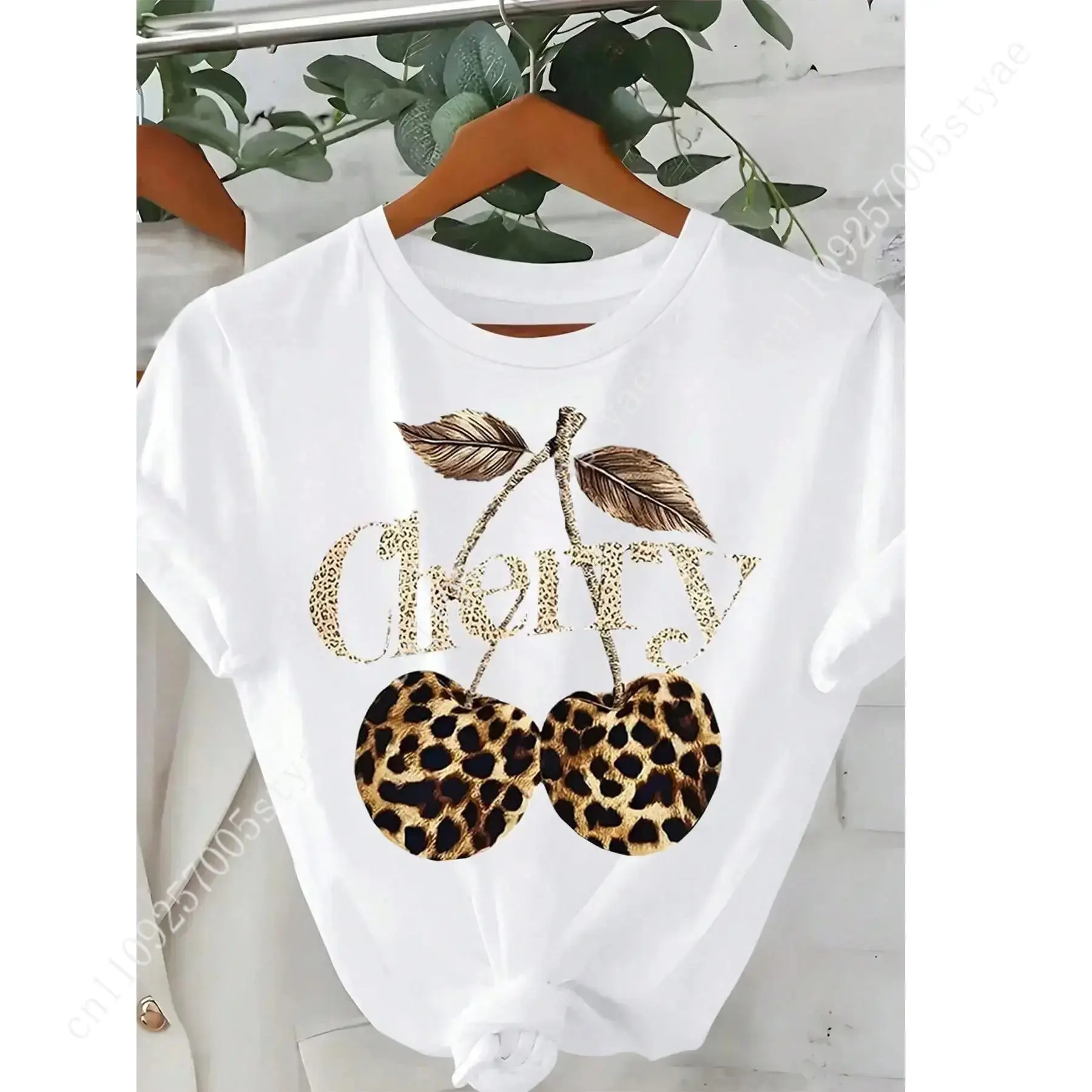 Women's Cherry & Leopard Print - Quilt Cotton Summer ulasan dan harga