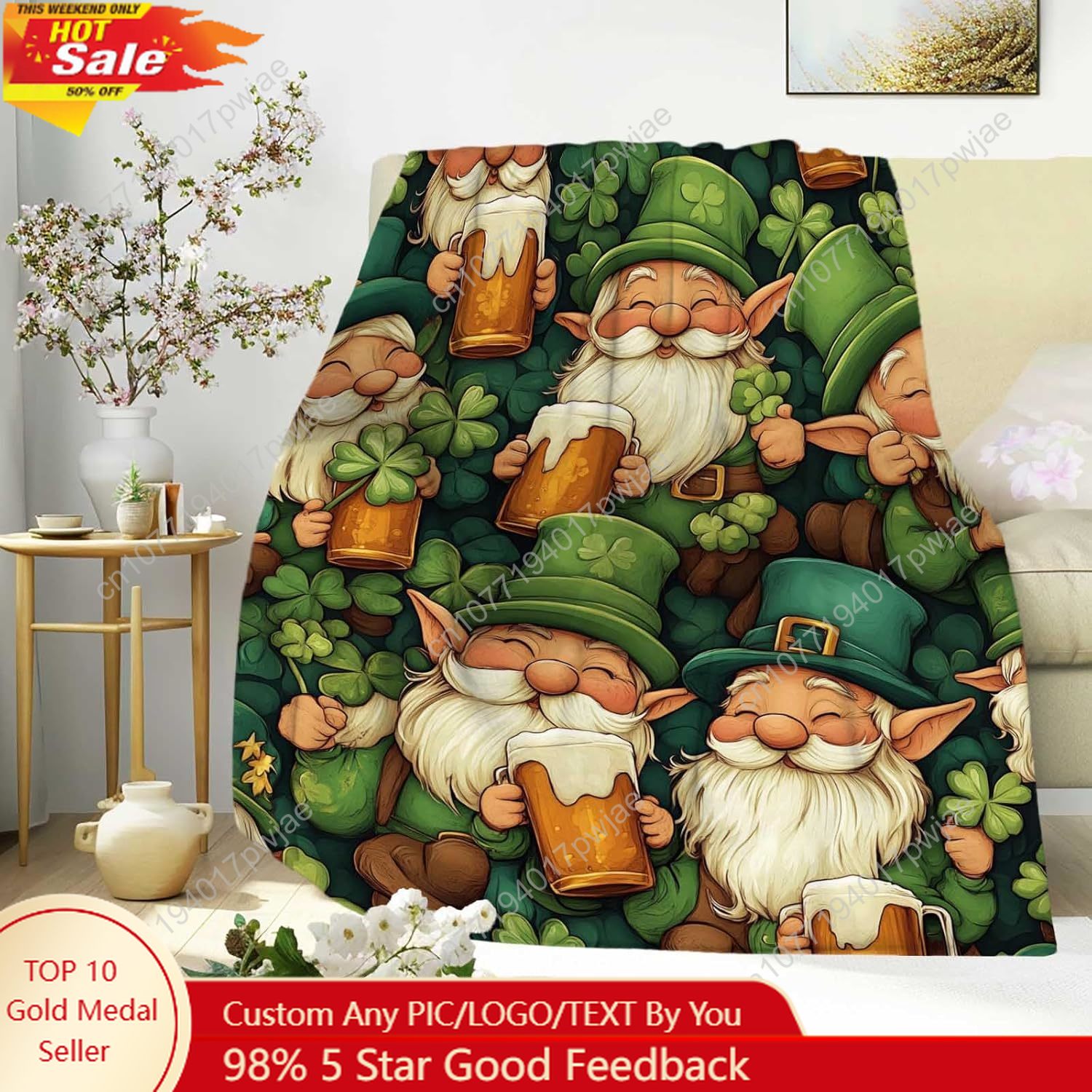 St. Patrick’s Day Gnome Throw  - Home Textiles Today ulasan dan harga