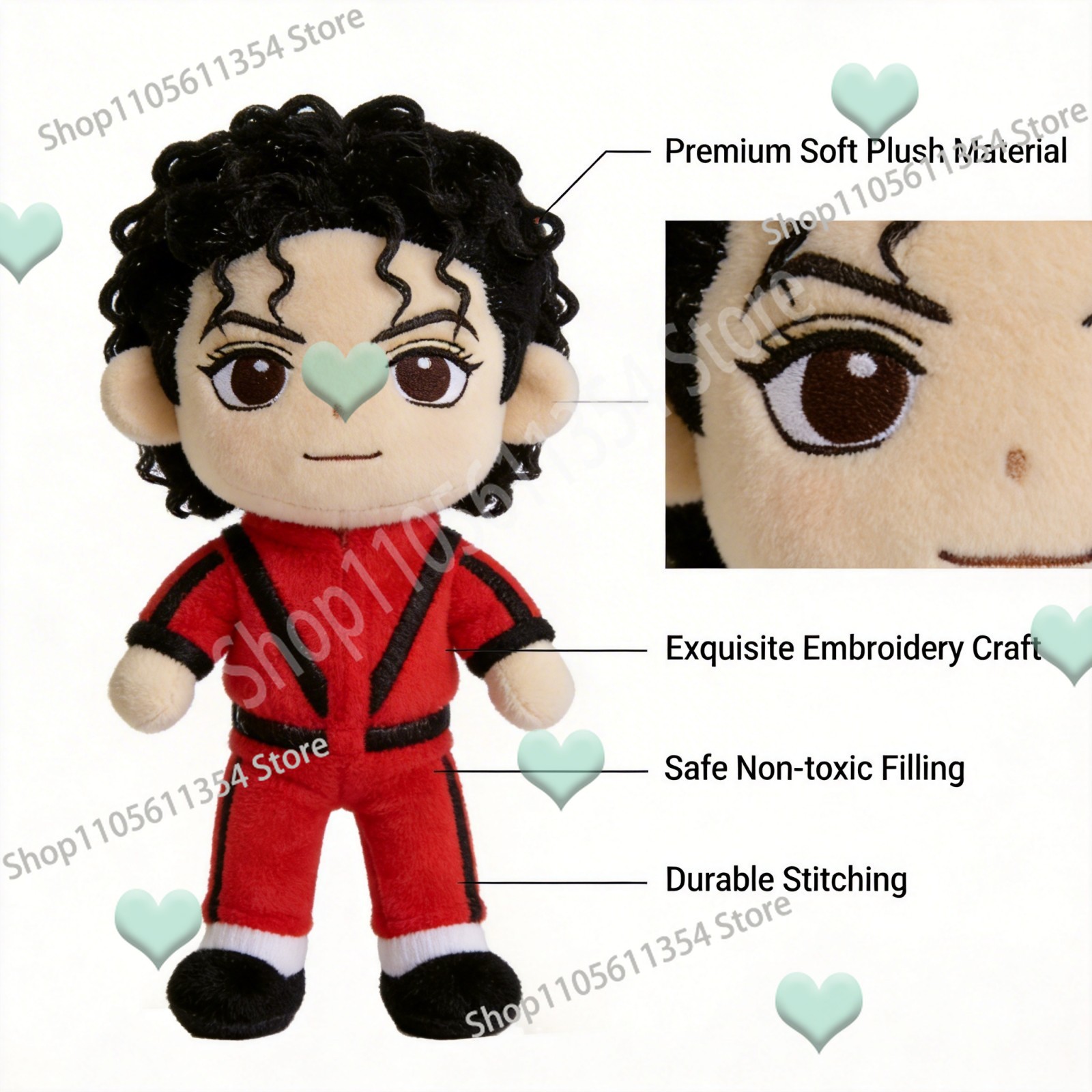 Red Michael Cute Plush Doll 25 - Home Textiles Today ulasan dan harga