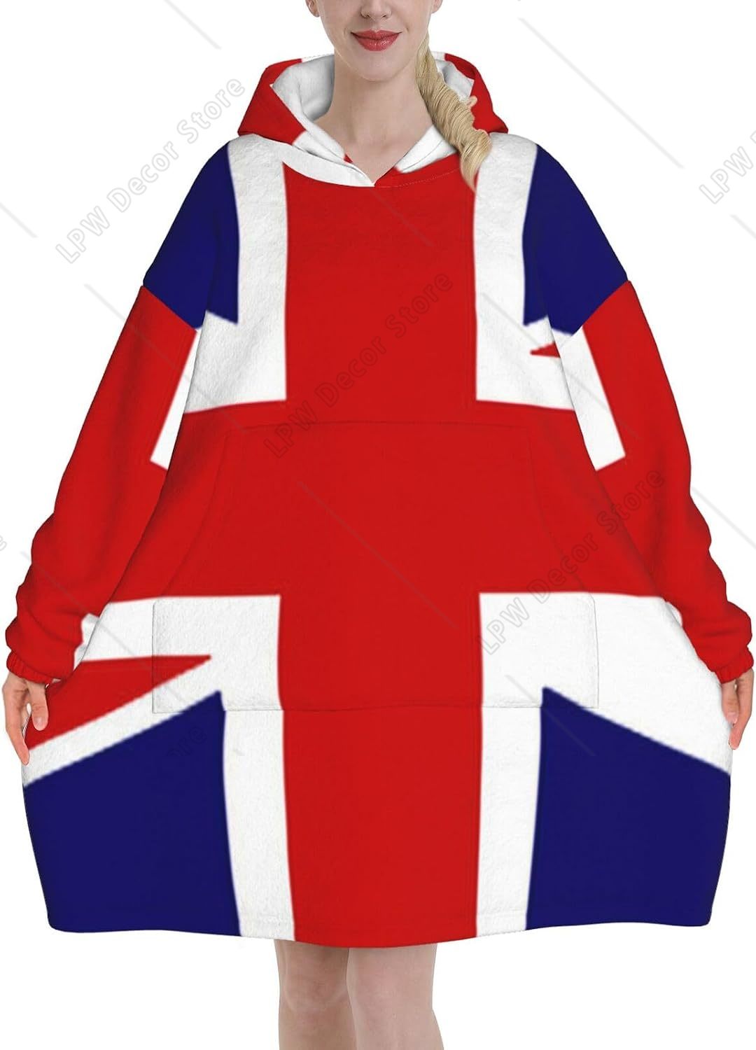Uk Flag Print Blanket Hoodies  - Home Textiles Uk ulasan dan harga