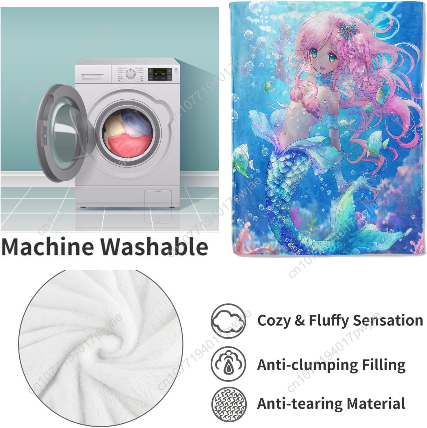 Cute Mermaid Blanket Cartoon F - Home Textiles And Decor ulasan dan harga