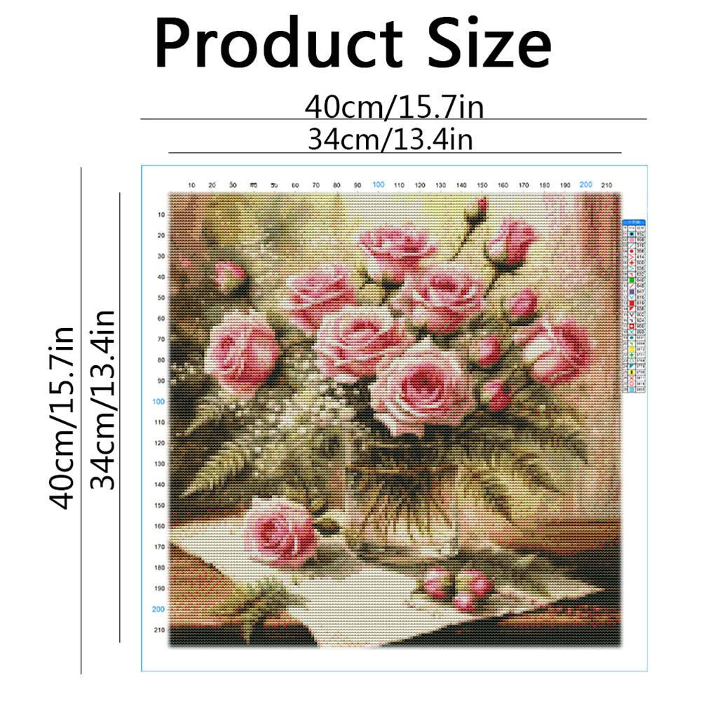 HUACAN Cross Stitch Kits Rose  - Home Textiles Discount ulasan dan harga